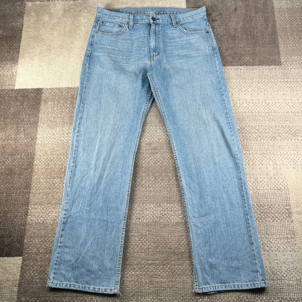 Levis 569 Loose Straight Leg Jeans Mens 34x34 Light Wash Blue Denim Whiskering